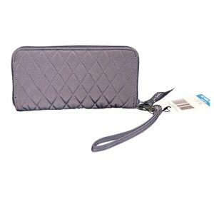 Vera Bradley Audrey Accordion Wallet Gray Quilted Microfiber Wristlet NWT